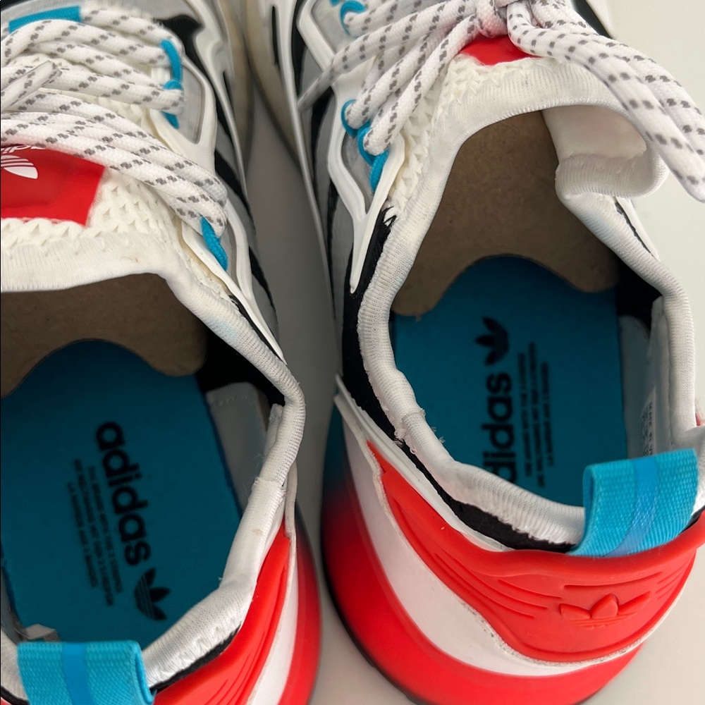 Adidas ZX 2K Boost Black and White Sneakers with Red and Blue Accents - Picture 8 of 14